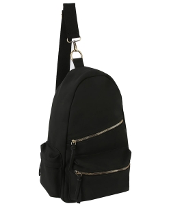 Faux Suede Sling Bag Backpack CQF007 BLACK